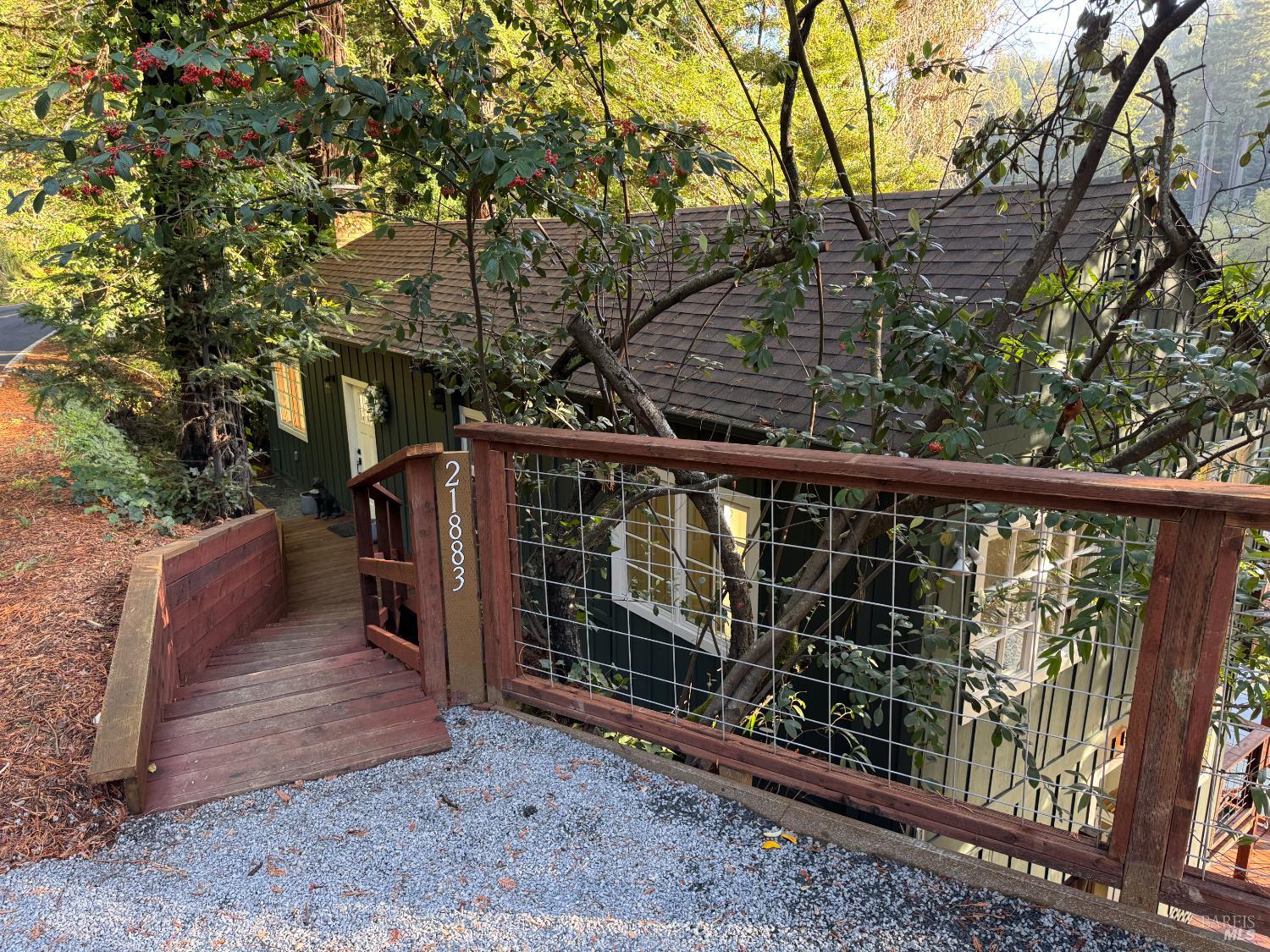 21883 Highway 116 Monte Rio, CA 95462 - Photo 3 of 28 a view of a house with backyard and trees