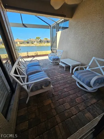 a outdoor view with a sitting space