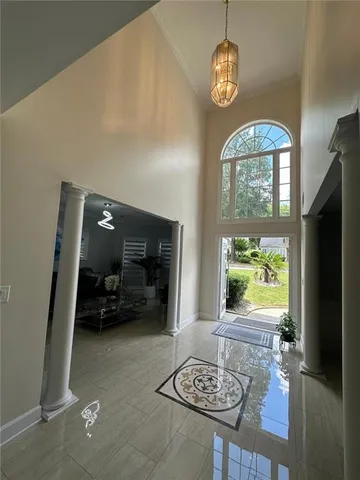 a view of entryway and workspace