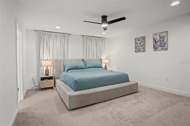 a view of an empty room with shelves