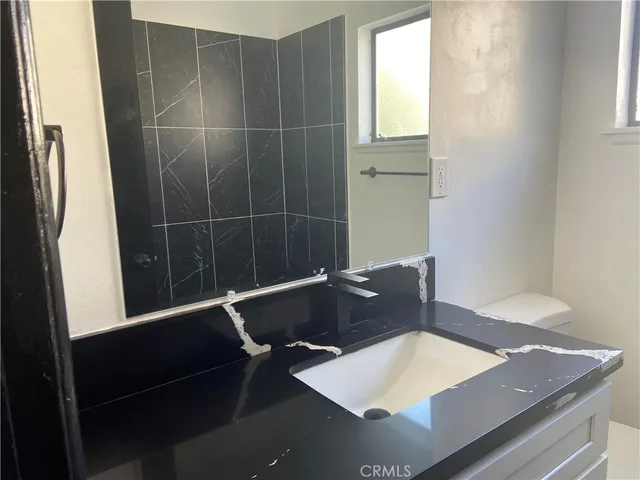 a bathroom with a bathtub