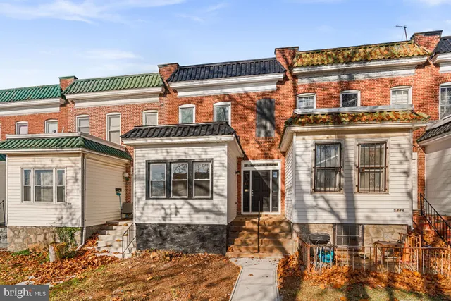 a front view of a building