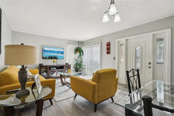 a living room with furniture