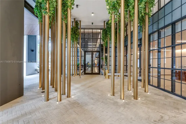 a front view of building with yard