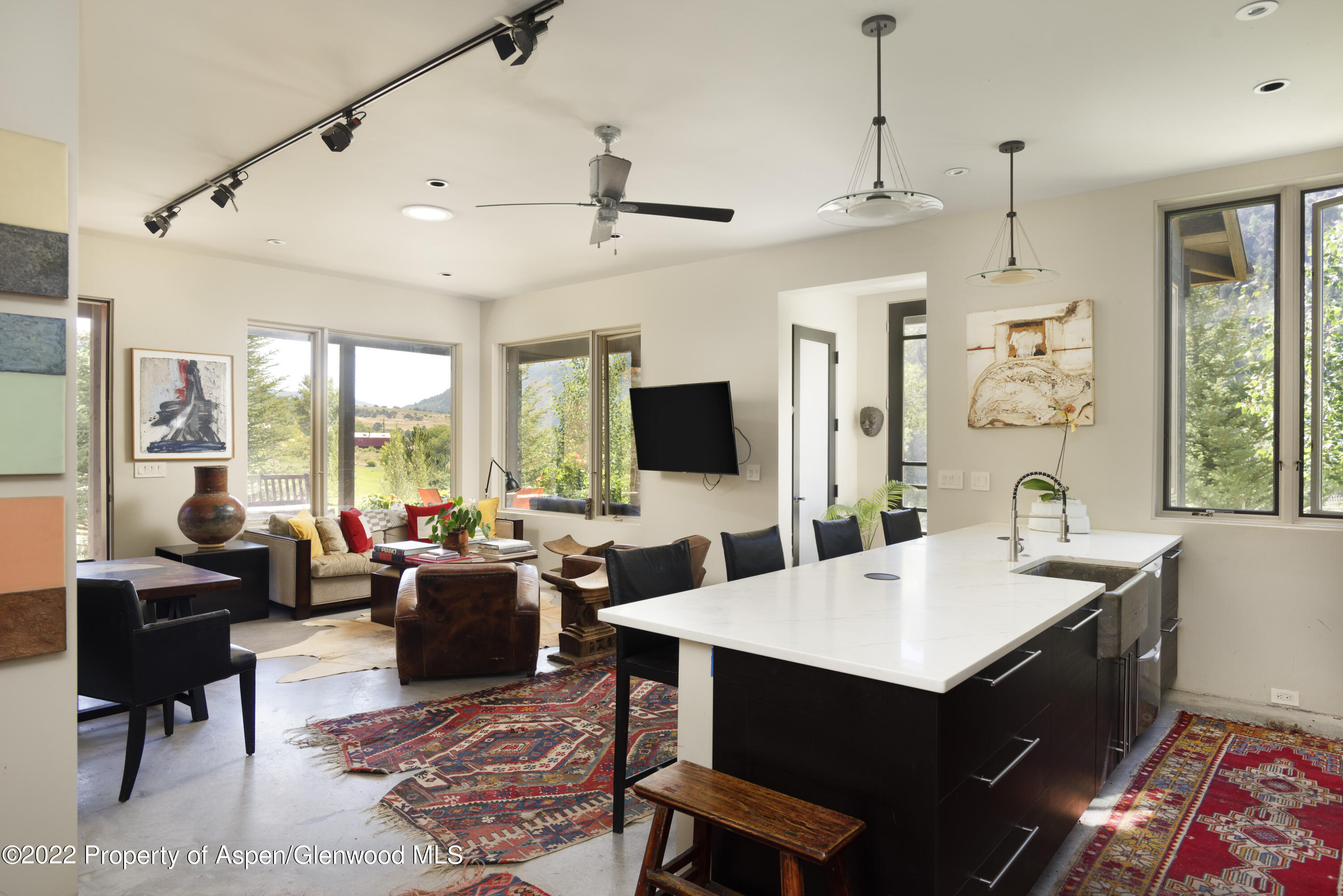 202 Castle View Drive Basalt, CO 81621 - Photo 6 of 29 a living room with furniture a flat screen tv and a large window
