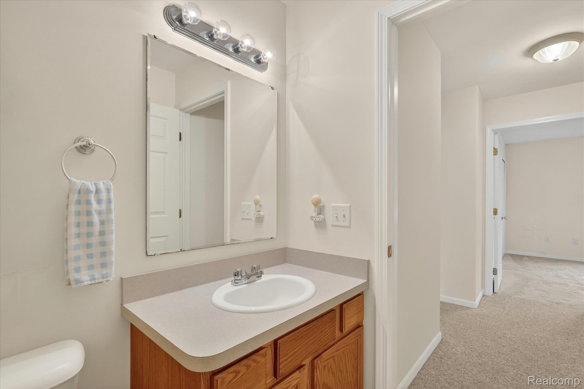 1607 Cedarwood Drive Flushing, MI 48433 - Photo 19 of 27 Bathroom featuring vanity and light carpet