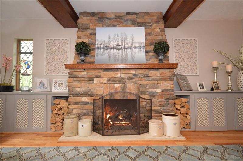 beautiful stone fireplace