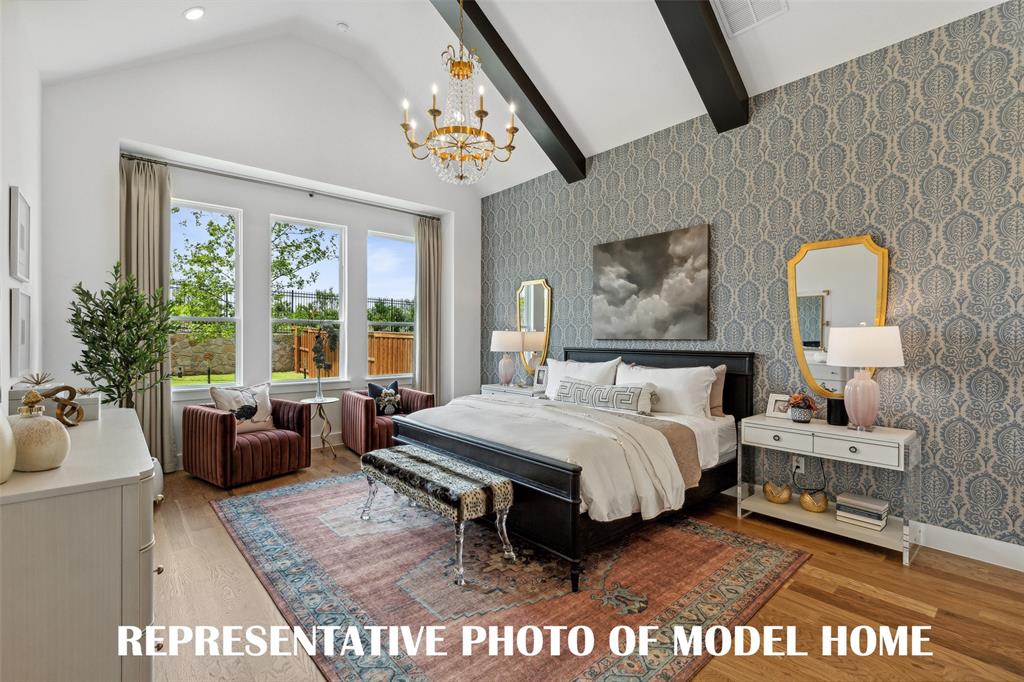 1120 Whirlabout Road Prosper, TX 75078 - Photo 6 of 12 a bedroom with a bed a couch and potted plant on the dresser