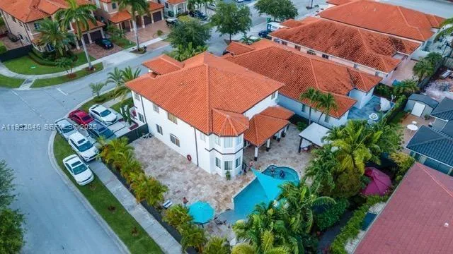 an aerial view of a house