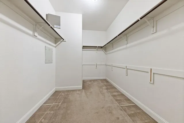 a view of a room with racks on the wall