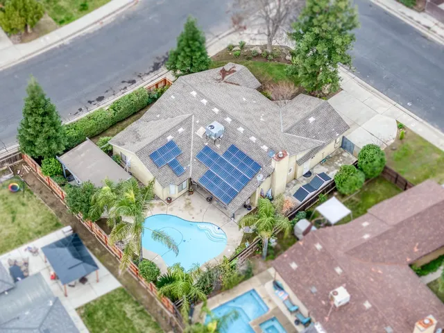 an aerial view of a house