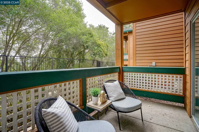 a view of a chair in wooden deck