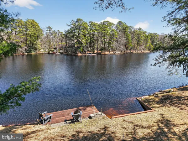 a view of a lake from a yard