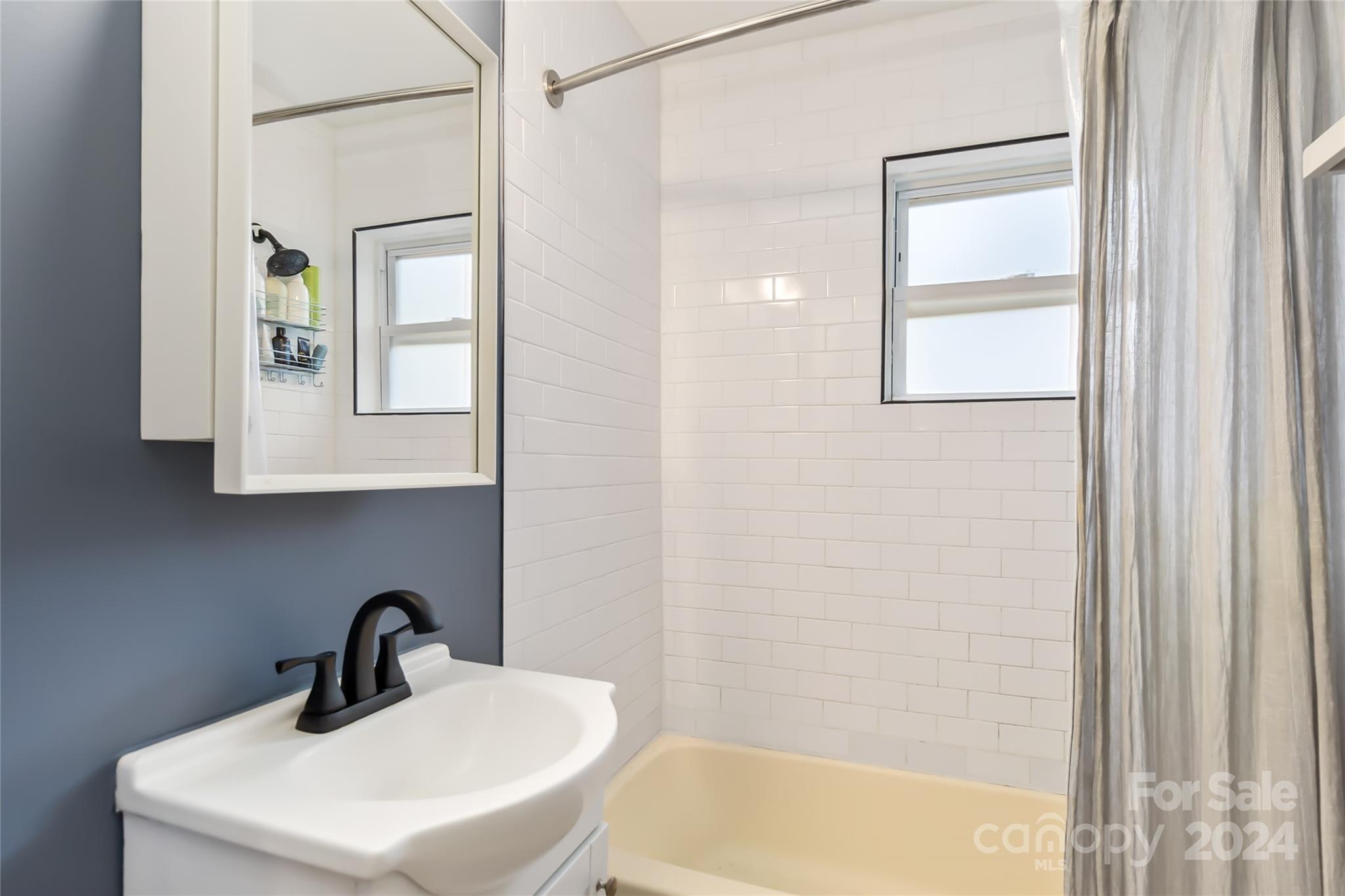 5500 Wilora Lake Road Charlotte, NC 28212 - Photo 20 of 32 a bathroom with a sink a mirror and a bathtub