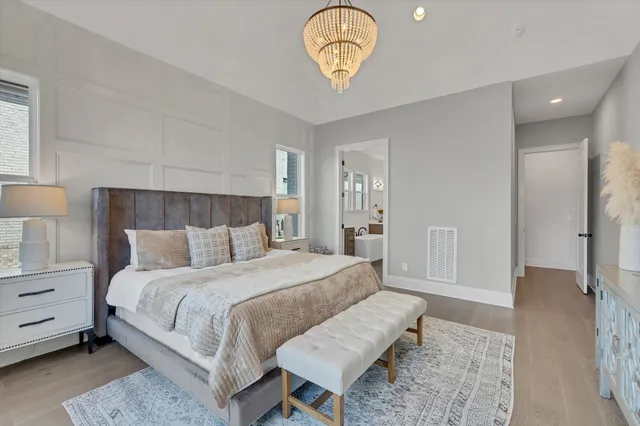 a view of a hallway with windows