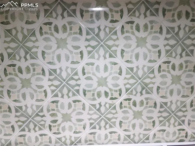 a close up of shower curtain