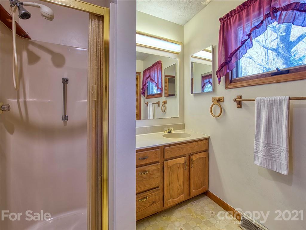 720 Iron Duff Road Waynesville, NC 28785 - Photo 22 of 37 a bathroom with a sinks a vanity and a mirror
