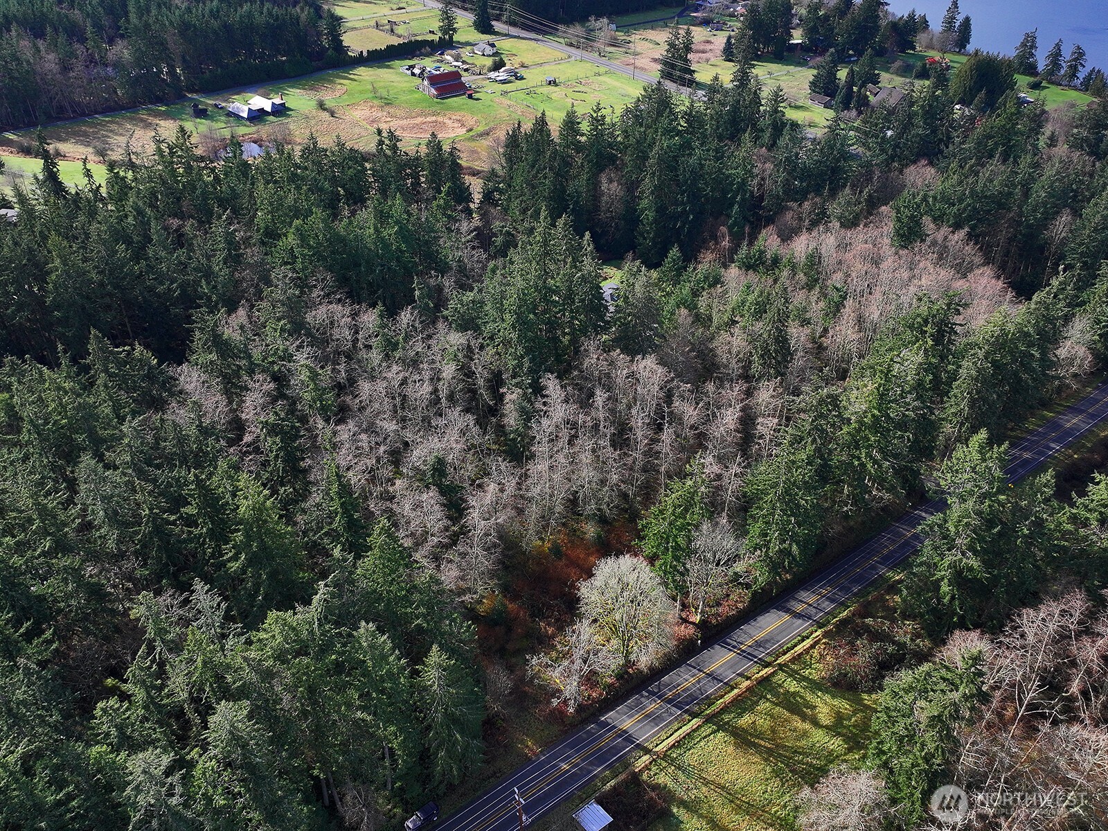 0 East Goss Lake Road Freeland, WA 98249 - Photo 14 of 18 an aerial view of a house with a yard