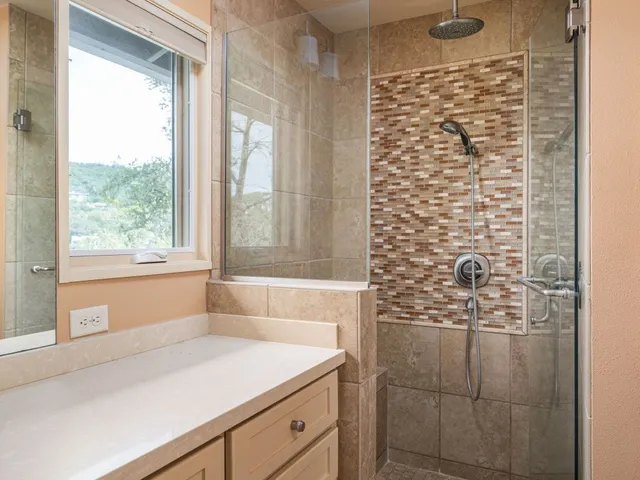 a bathroom with a shower