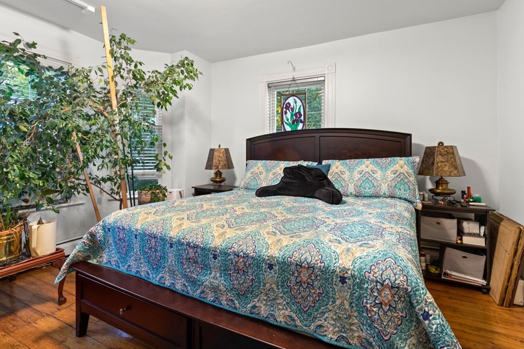 1 Copeland Place Boston, MA 02119 - Photo 15 of 31 a bedroom with a bed and a potted plant