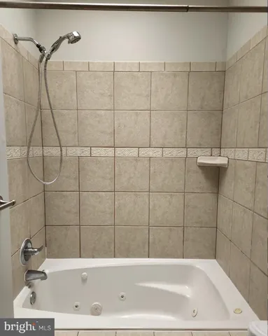 a bathroom with a bathtub
