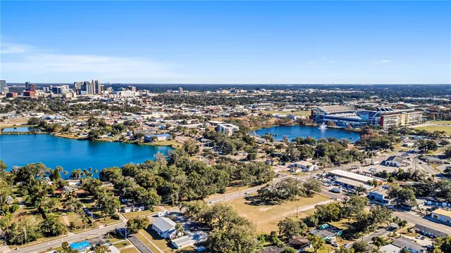 an aerial view of a city