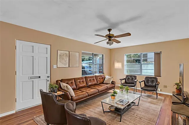 a living room with furniture