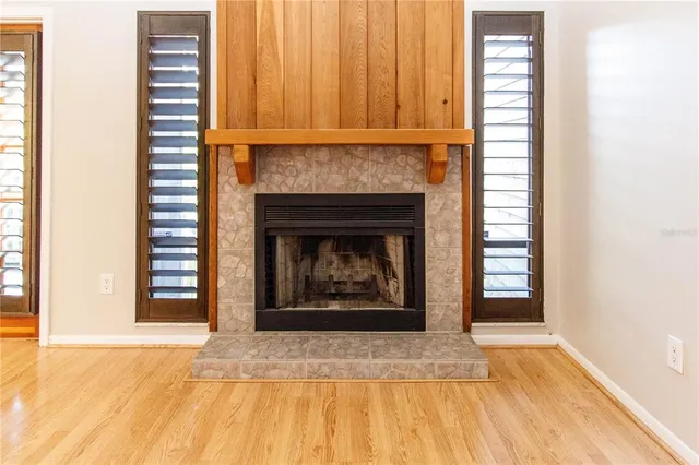 a view of a livingroom with a fireplace