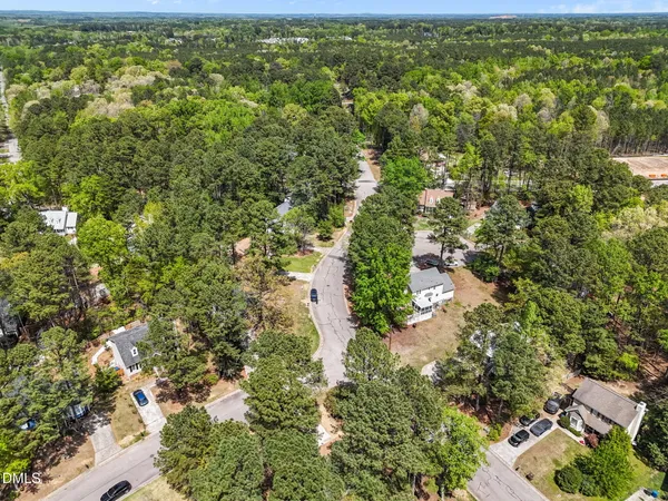 a view of a forest with a houses