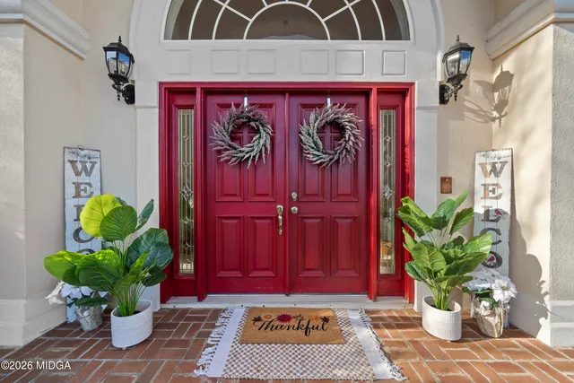 a view of road and trees