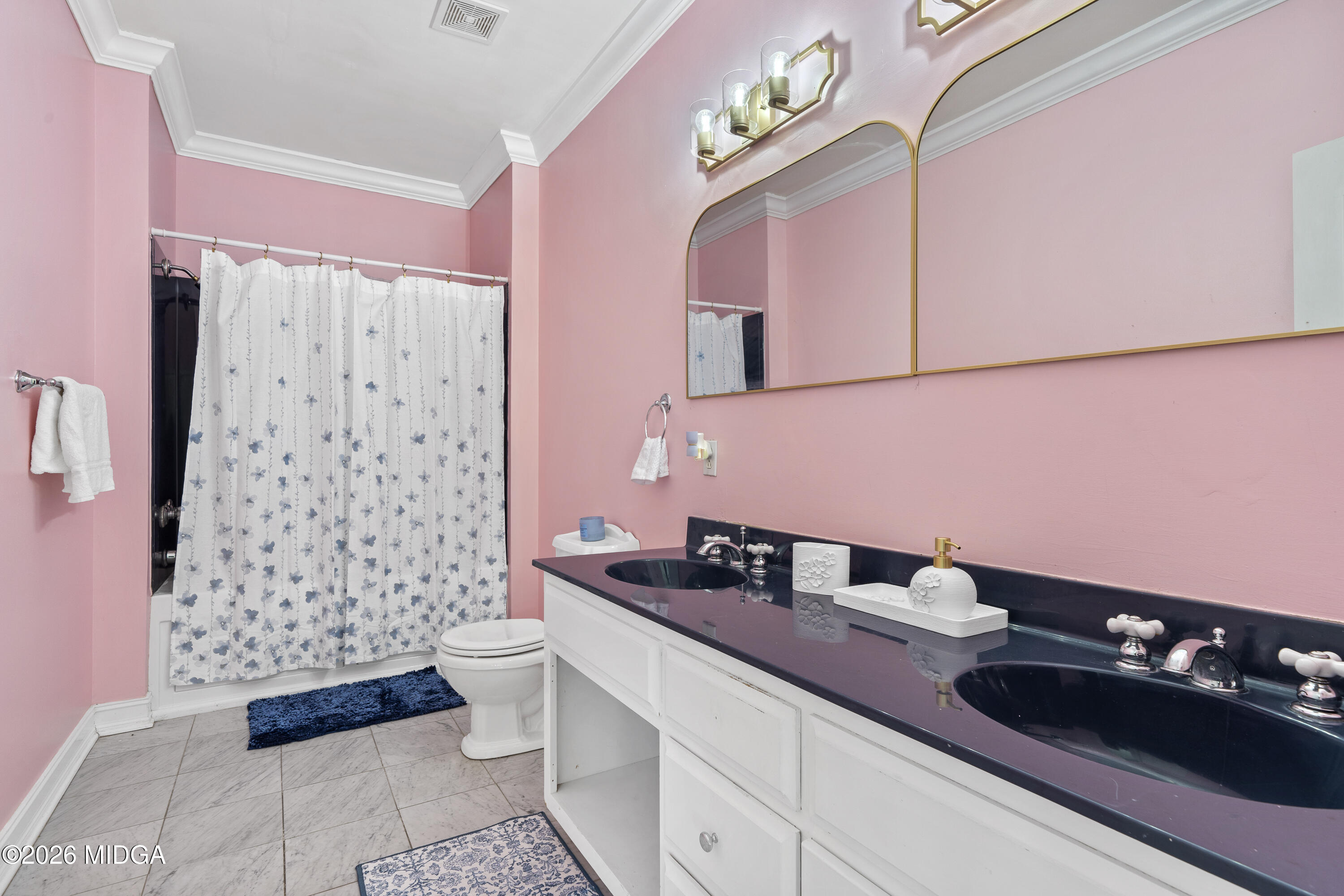 354 Lite-N-Tie Road Gray, GA 31032 - Photo 74 of 110 a bathroom with a sink a toilet and shower curtain