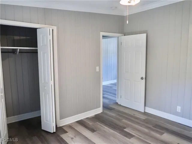 an empty room with closet