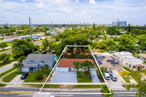 an aerial view of multiple houses