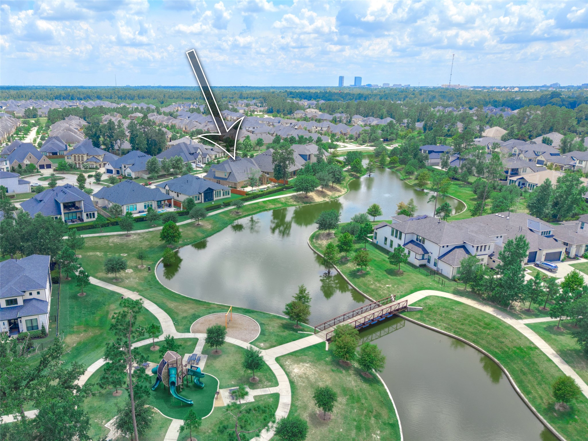 10090 South Goshawk Trail Conroe, TX 77385 - Photo 3 of 43 Your own private Oasis with pool, spa, and scenic lakeside views. Community is gated with many amenities and part of the fantastic Conroe ISD.