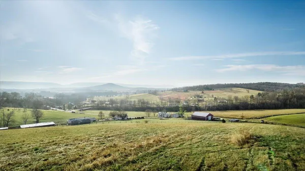 a view of a lake with houses