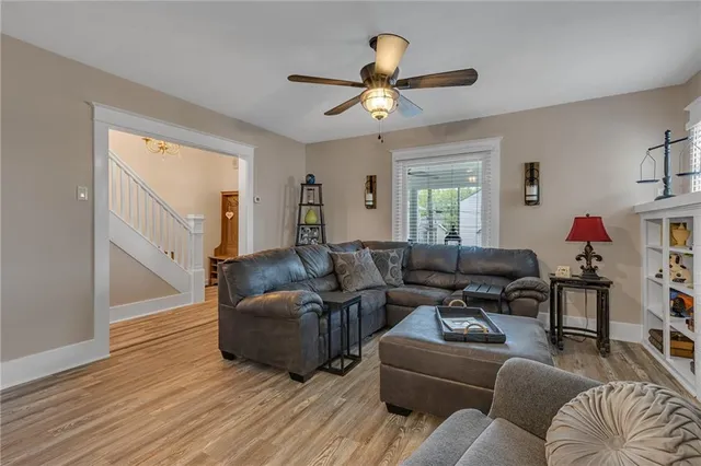 a living room with furniture