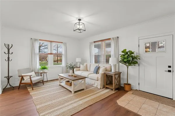 a living room with furniture