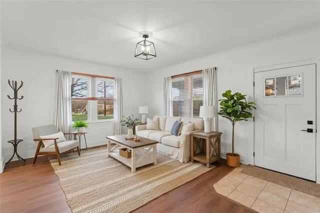 a living room with furniture