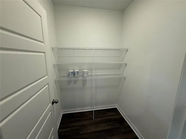 a view of storage and utility room with racks on the wall