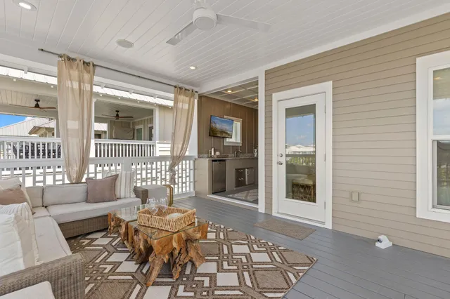 a front view of a building with a porch