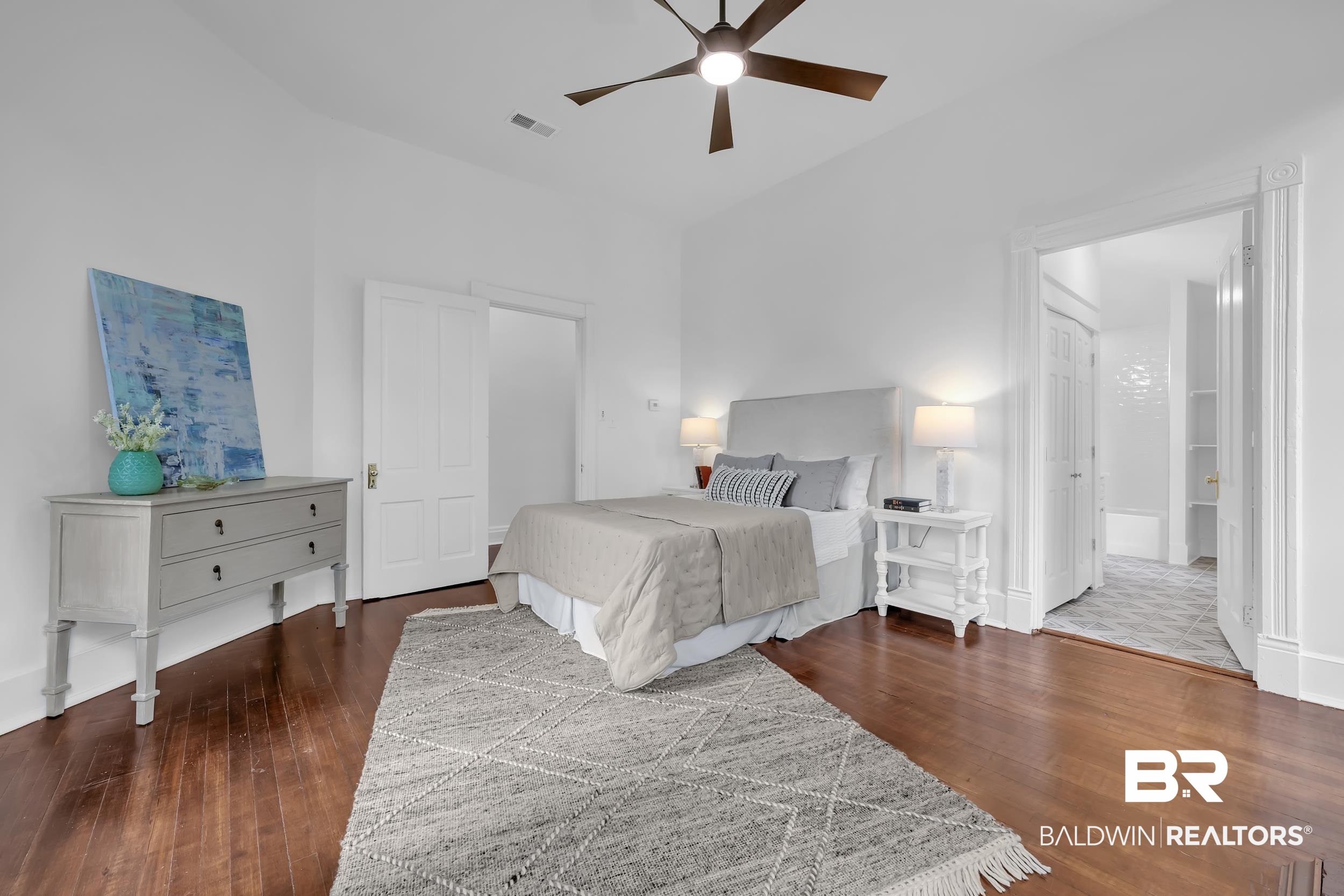 1662 Government Street Mobile, AL 36604 - Photo 25 of 33 Bedroom featuring dark wood-type flooring and a ceiling fan