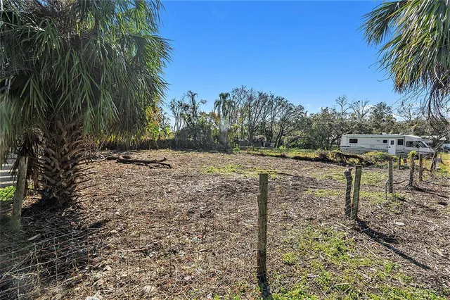 a view of a backyard with a bench