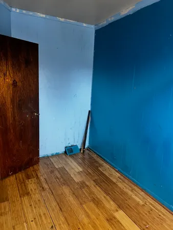 a bedroom with a bed