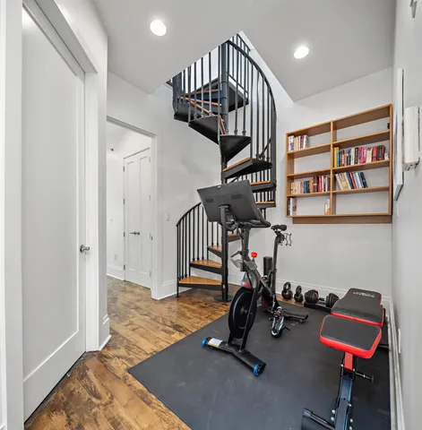 a view of a room with gym equipment