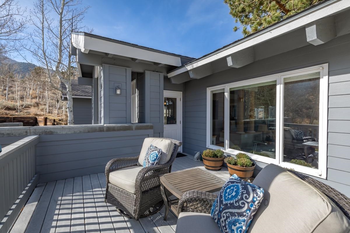 96 Aspen Spring Ranch Road Mammoth Lakes, CA 93546 - Photo 28 of 43 a front view of a house with outdoor seating