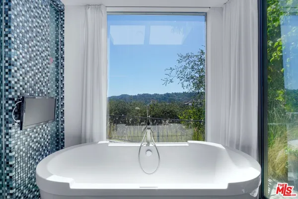 a bathroom with a bathtub