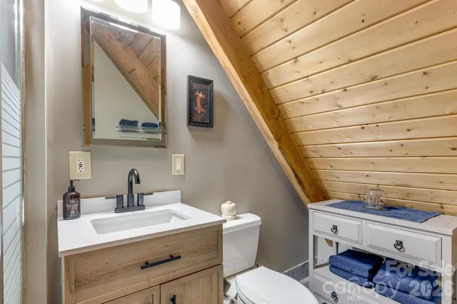 a bathroom with a sink a toilet and vanity