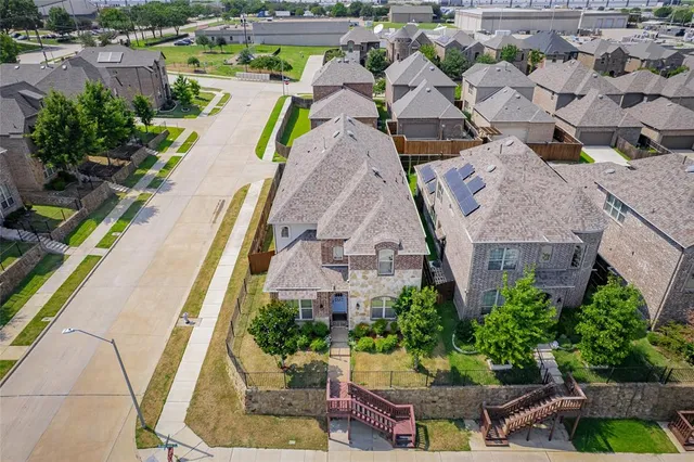 an aerial view of a house
