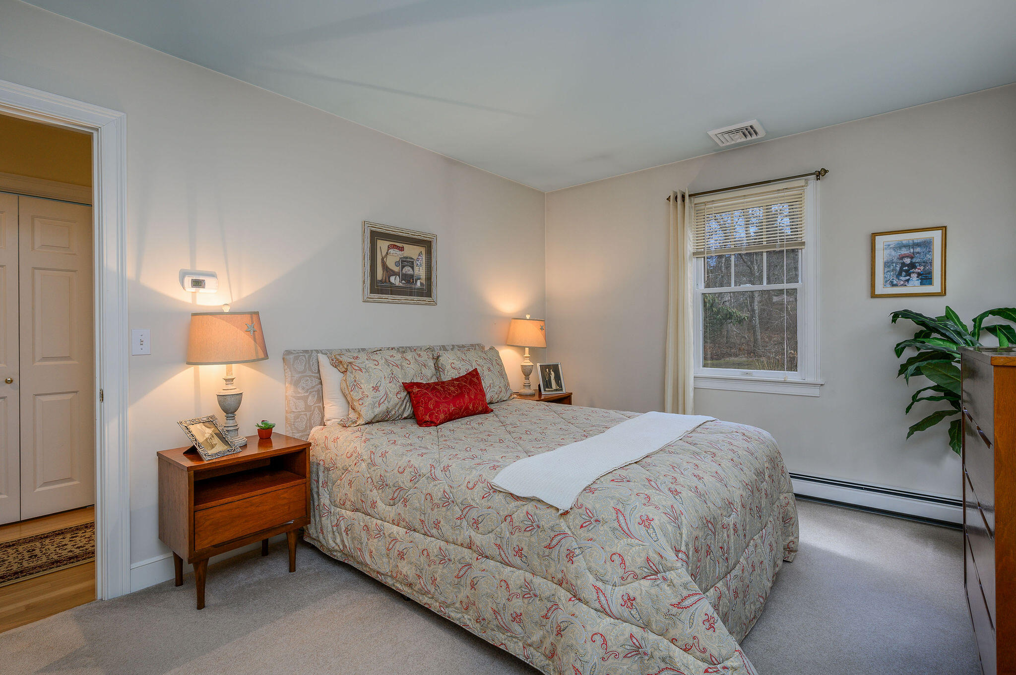 78 Red Maple Road Brewster, MA 02631 - Photo 28 of 39 a bedroom with a bed and a potted plant