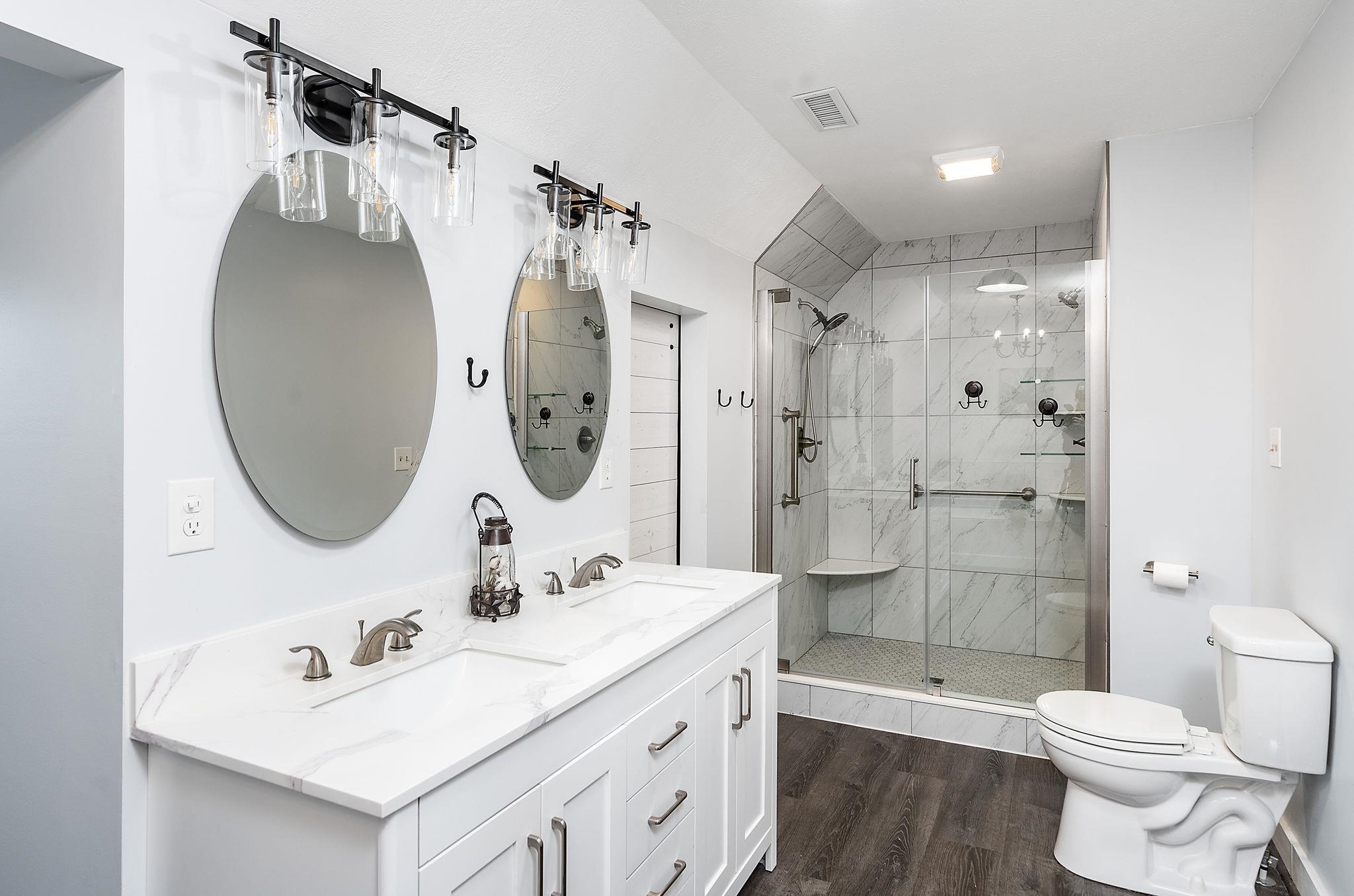 441 Barrenridge Road Fishersville, VA 22939 - Photo 39 of 71 a bathroom with a sink vanity granite toilet and shower
